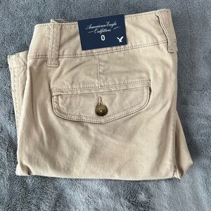 AE Stretch Low Rise Trouser Tan Bermuda Short Size 0